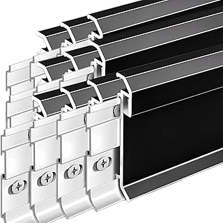 1Meter / 3.3ft Aluminum Channel Skirting, 10 Pack H8cm LED Baseboard Profile Trim, Durable Metal Skirting Cove Base Floor Molding & Trim for Living Room Bedroom Kitchen Dining Room(Black)