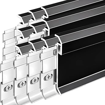 1Meter / 3.3ft Aluminum Channel Skirting, 10 Pack H8cm LED Baseboard Profile Trim, Durable Metal Skirting Cove Base Floor Molding & Trim for Living Room Bedroom Kitchen Dining Room(Black)