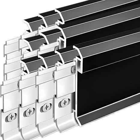 1Meter / 3.3ft Aluminum Channel Skirting, 10 Pack H8cm LED Baseboard Profile Trim, Durable Metal Skirting Cove Base Floor Molding & Trim for Living Room Bedroom Kitchen Dining Room(Black)