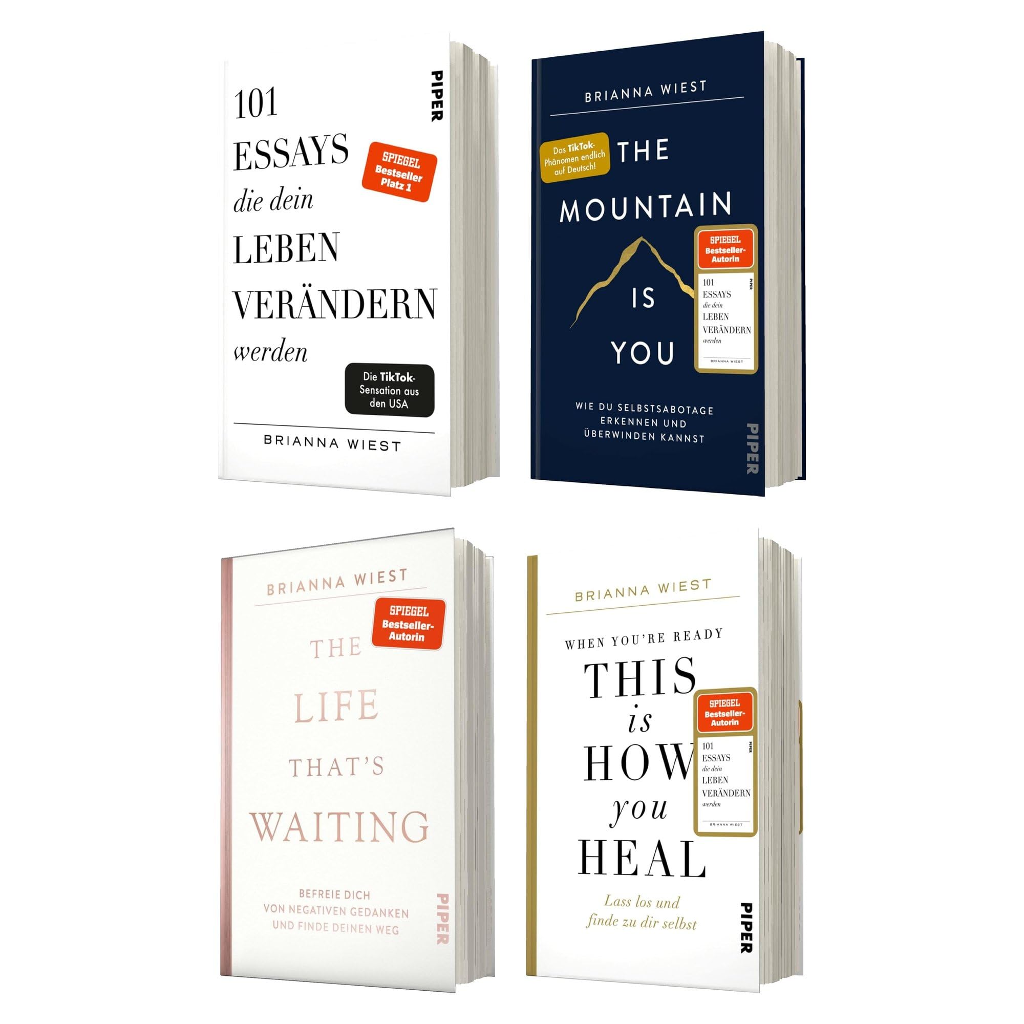 Brianna Wiest - Bestseller Bücherset - 101 Essays, The Mountain Is You, The Life That’s Waiting, When You’re Ready - This Is How You Heal - Selbsthilferatgeber mit einem exklusiven Lesezeichen