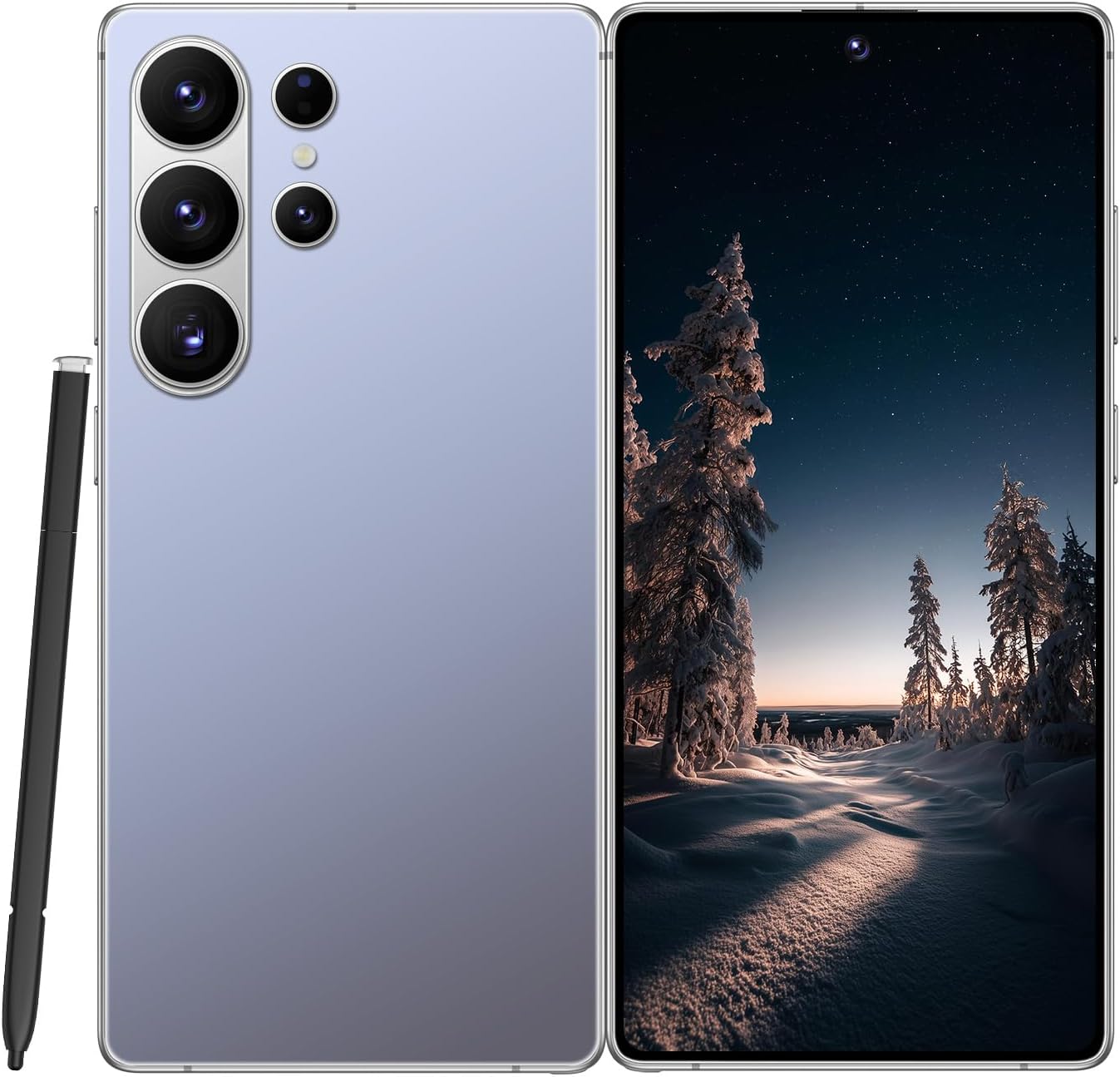 I26 Ultra Unlocked Cell Phone, 6.99” Infinity Edge Display, Android 15, 16GB RAM/1TB ROM, 7000mAh Long-Life Battery, Dual SIM 5G, Smart Stylus Pen, Face Unlock (Silver Titanium Blue)