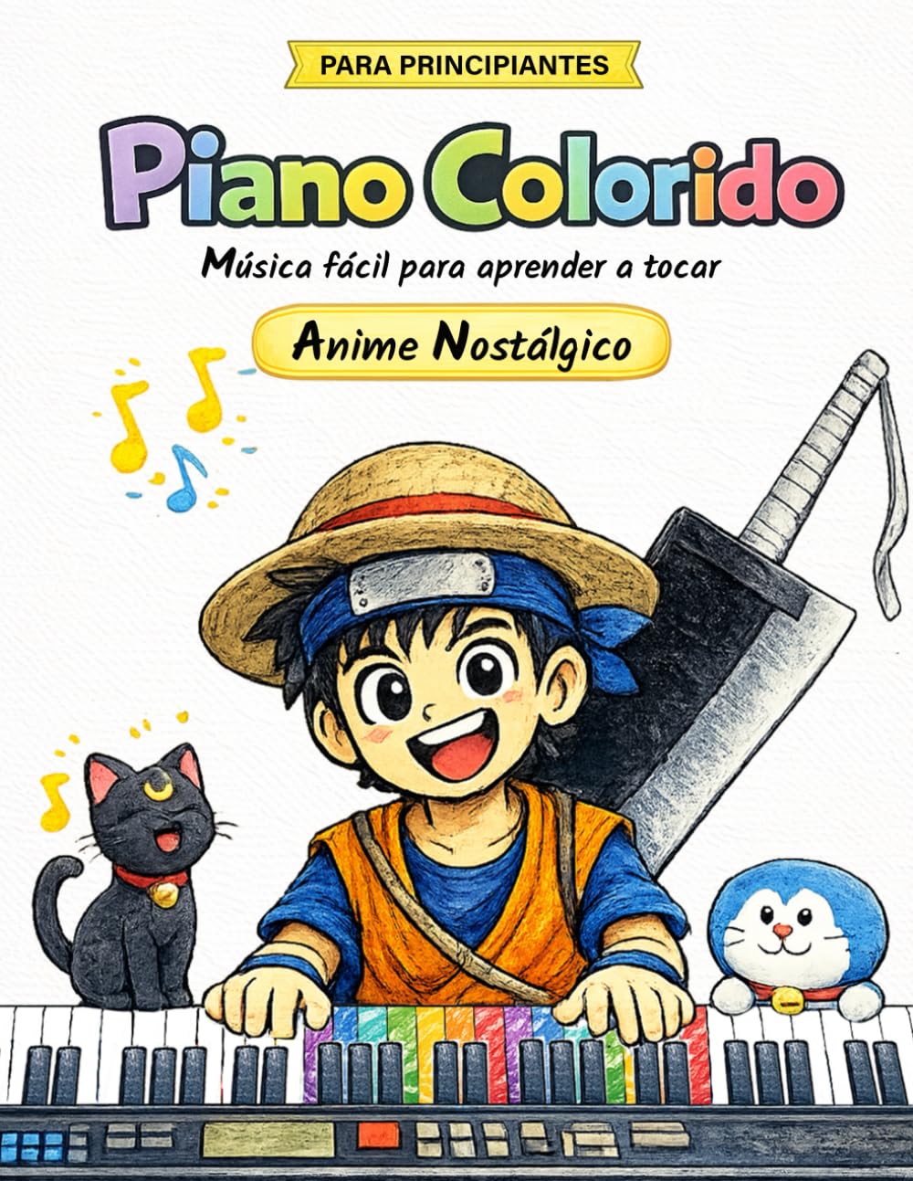 Anime Nostálgico: Edición bilingüe [Español / Portugués] – Un primer paso alegre para aprender piano (Piano Colorido)