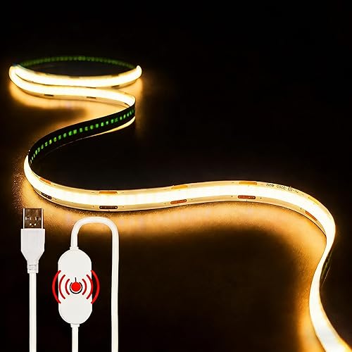 Miniatura 12 de Paquete de 2 Tiras de Luz LED USB, 6000K Tiras de Luces LED COB Blancas, 3.28 Pies Luces de TV Flexibles Pequeñas Luces LED con Controlador de