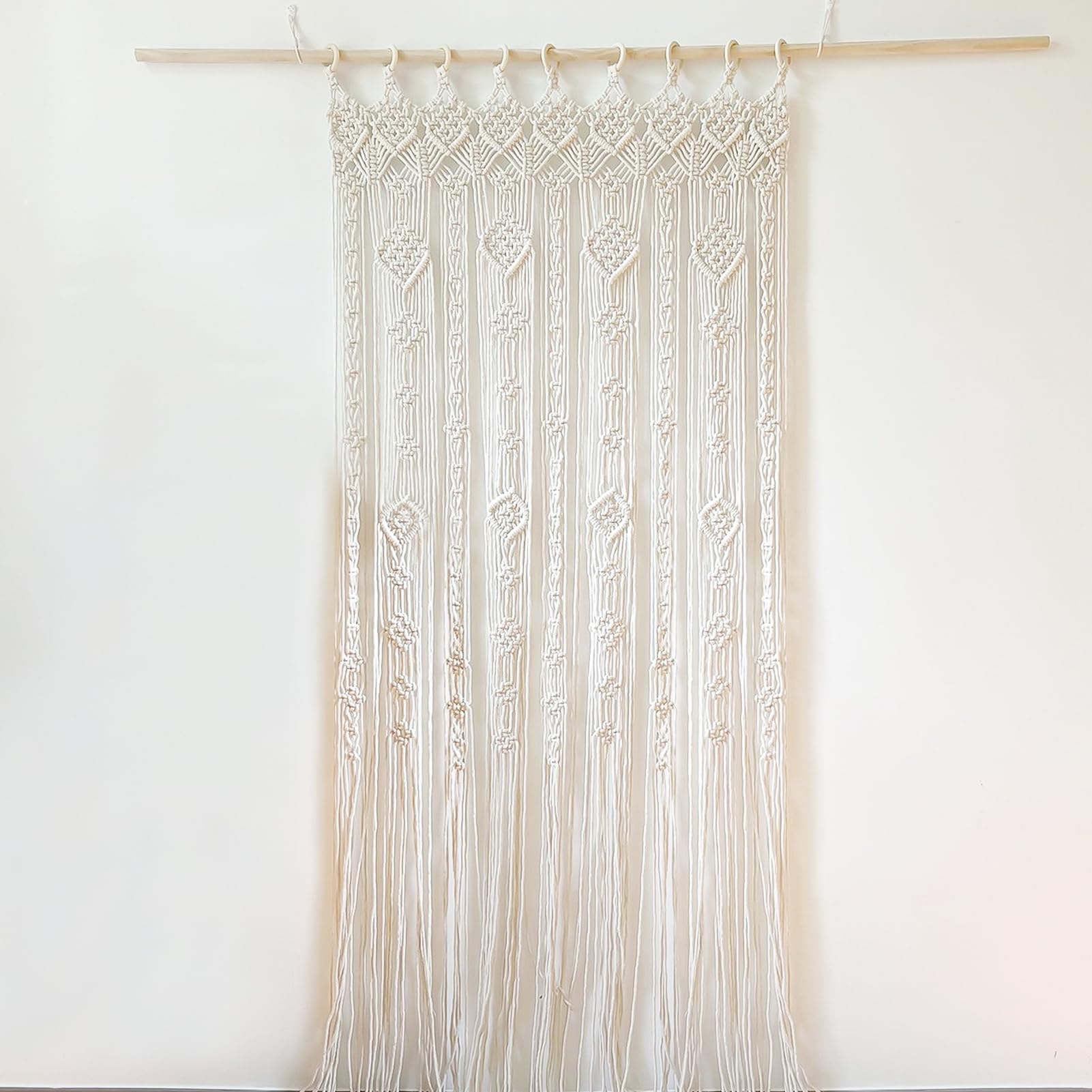 Makramee-Wandbehang-Vorhang,Boho Türvorhang,35.43*74 in,Mittel Gewebt Tapisserie Makramee,Handgewebte Baumwollseil Türvorhänge,für Wohnzimmer Schlafzimmer Bohemian Home Decor Hochzeit Kulisse