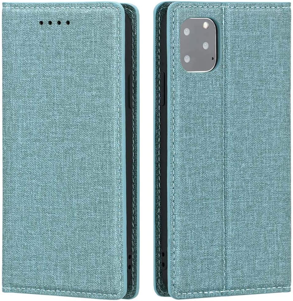 Étui de téléphone à rabat en tissu cyan pour iPhone 11 Pro Max