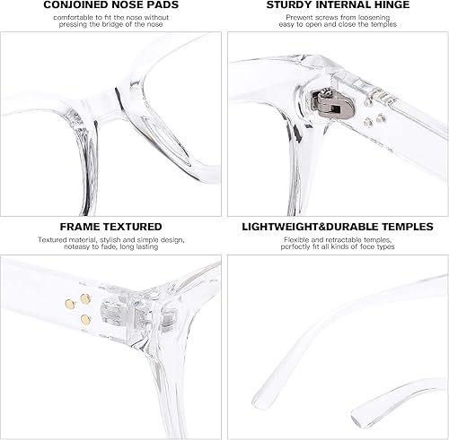 Miniatura 4 de Pro Acme Gafas de lente transparente vintage para mujer, marco cuadrado clásico sin receta, lentes de moda para mujer