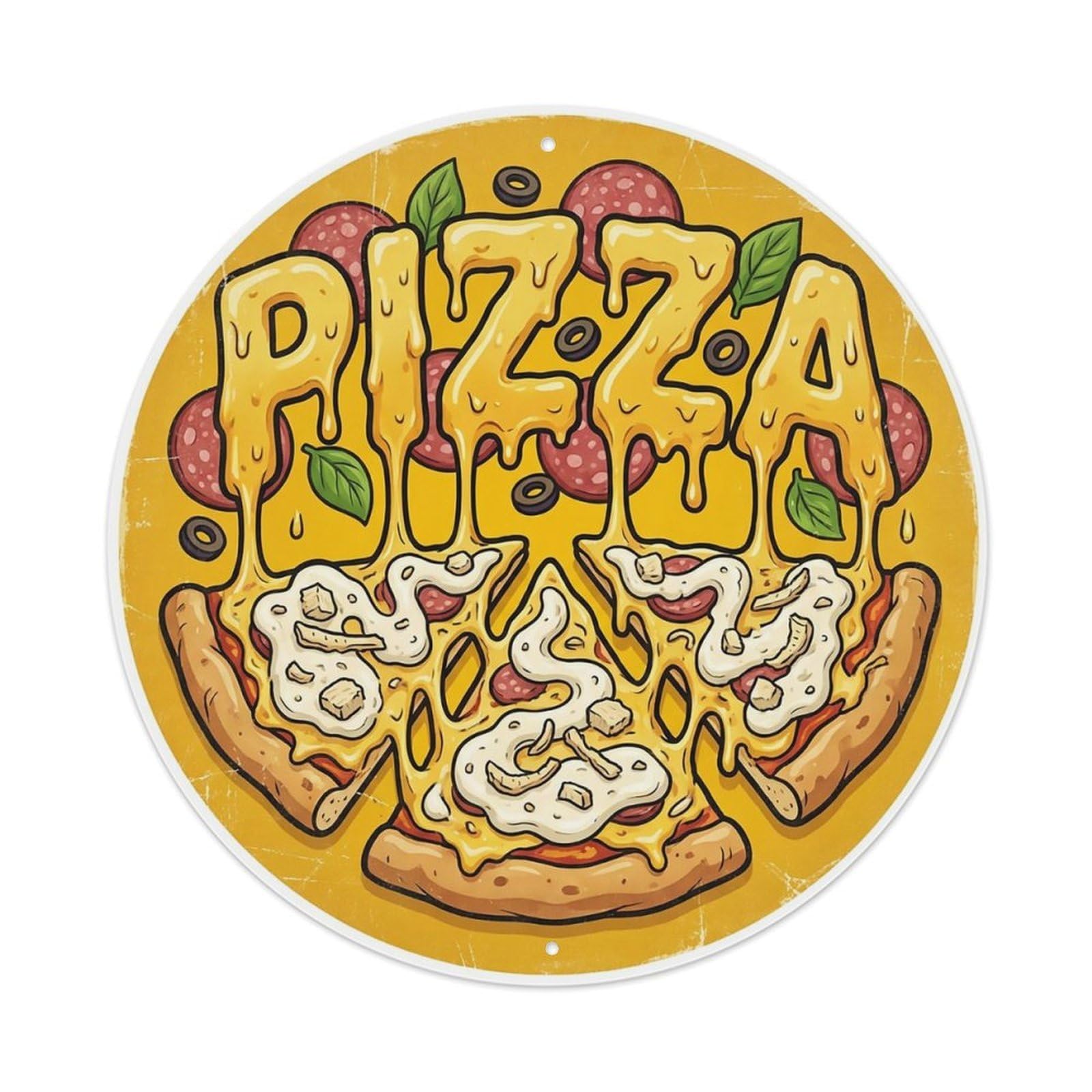 Huiyhb 8X8inch(20X20cm) Vintage Pizza Slice Horseradish Cream Metal Tin Sign