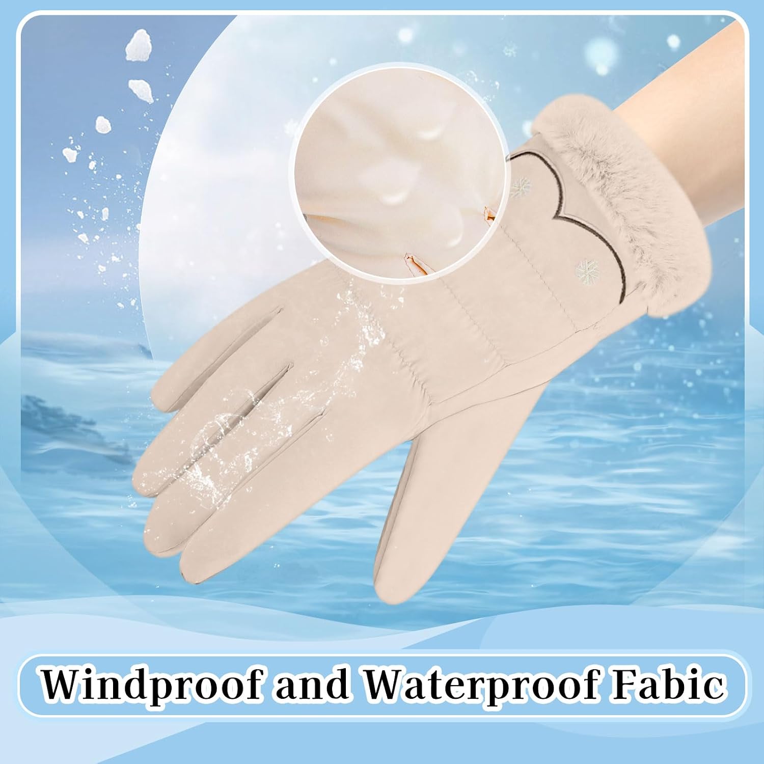 Womens Winter Gloves, Soft Plush Lining Windproof Warm Gloves, Waterproof Touchscreen Thermal Glove for Cold Weather