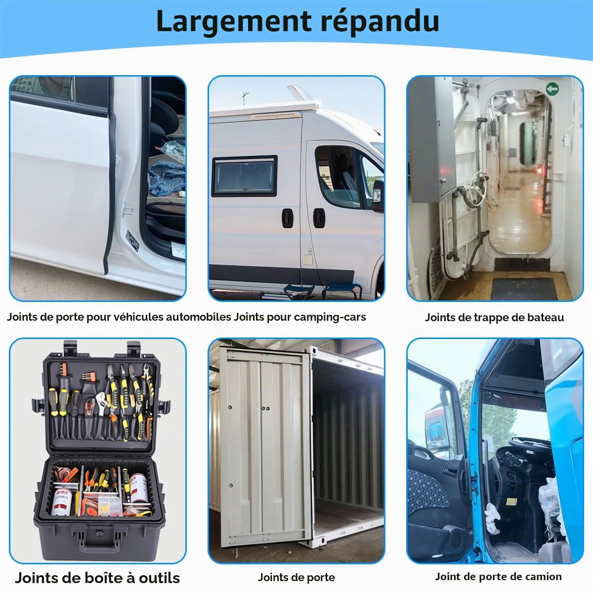 Joint de porte de voiture - En caoutchouc - Protection contre les intempéries - Pour voitures, bateaux, camping-cars, camions et applications domestiques (6m)