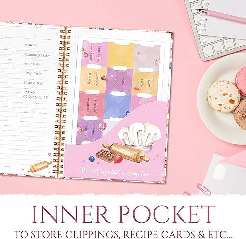 Miniatura 6 de Libro de recetas para escribir en tus propias recetas Libro de cocina en blanco de 7 x 10 pulgadas Diario de recetas familiar de tapa dura