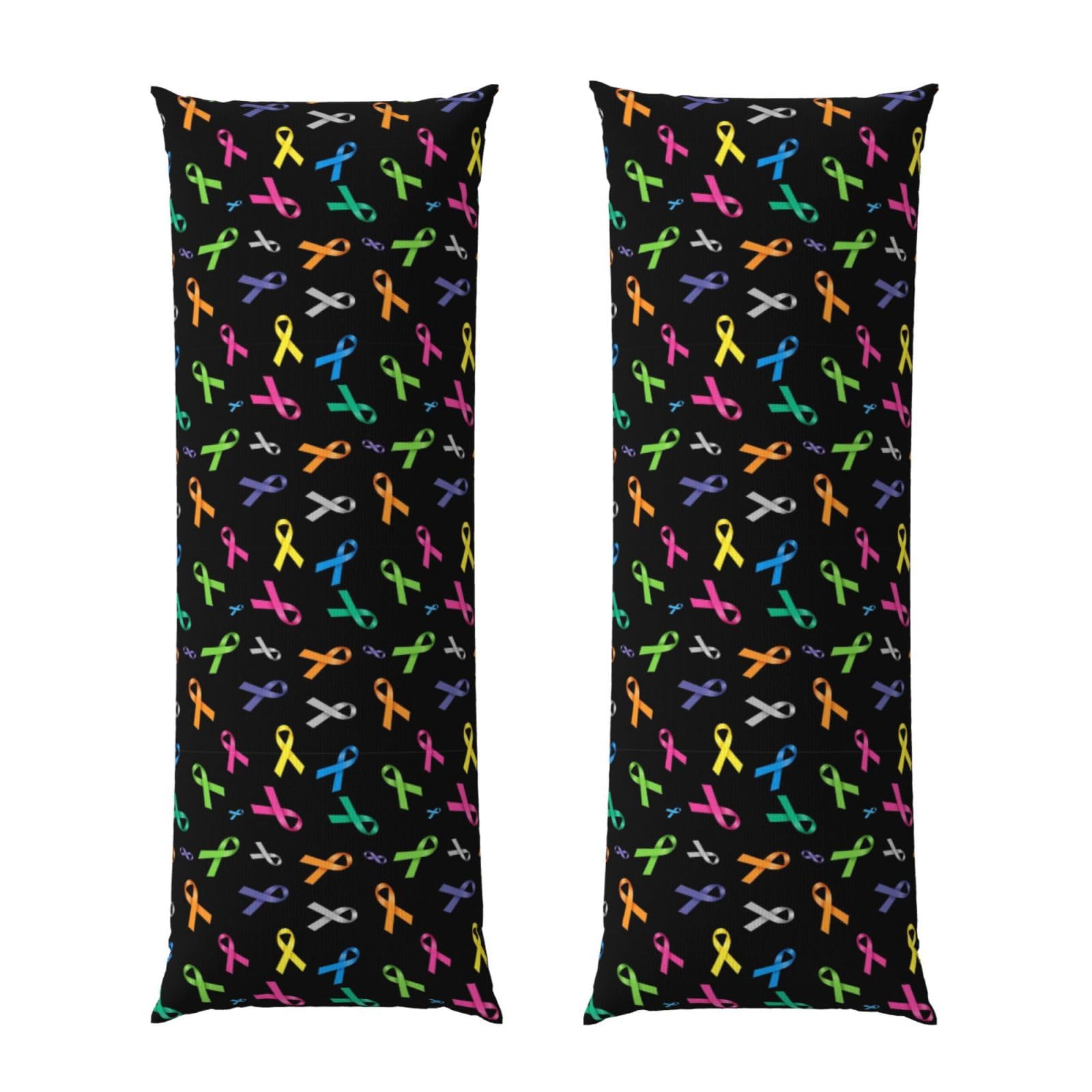 Long Pillowcase 20x54 Inch, Cancer Awareness Ribbon, Ultra Soft Body Pillow Cover with Hidden Zipper, Wrinkle Resistant Fabric for Bed Couch Home Decoration