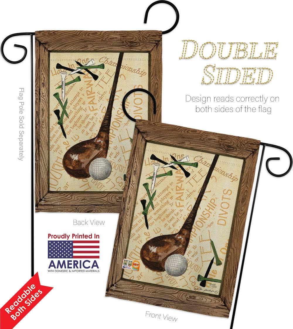 Strike A Golf Ball Garden Flag Set Wall Hanger Sports 18 Hole Championship Club Entertainment Activity Physical Small Decorative Gift Yard House Banner Double-Sided Made In USA 13 X 18.5