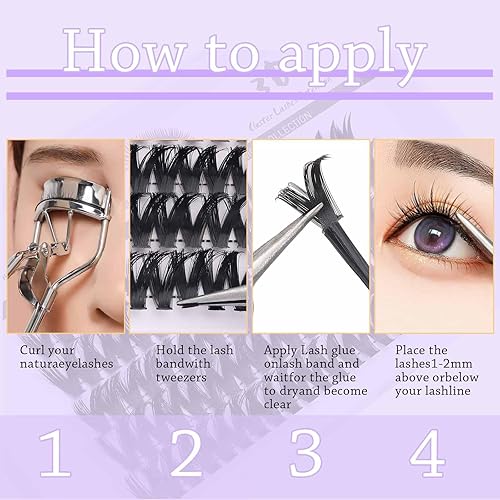 Miniatura 7 de 60 racimos de pestañas en forma de V, racimos de pestañas de pelo de visón sintético, extensiones de pestañas individuales, pestañas individuales,