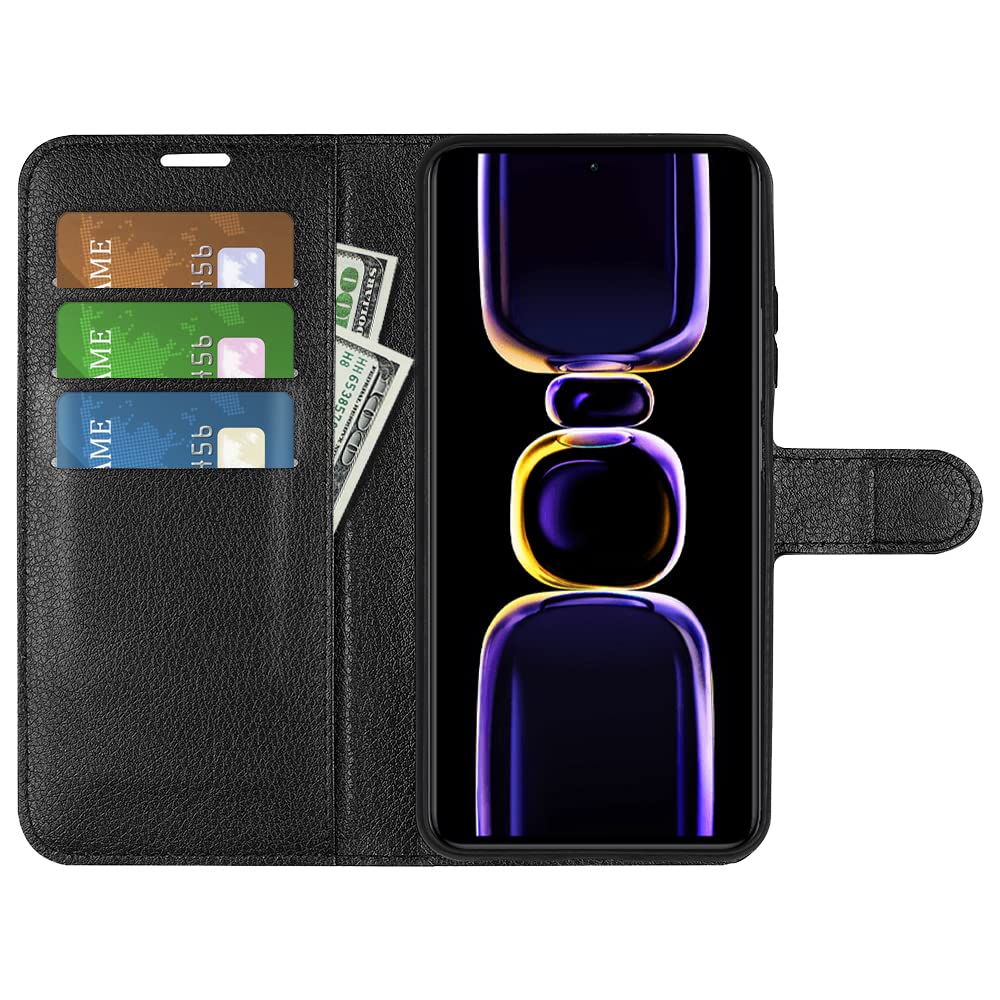 Custodia Poco M5 Fertuo Cover Per POCO M5, Custodia Portafoglio Cover A Libro In Pelle Flip Case Con Silicone Bumper, Fibbia Magnetica, Porta Carte, Kickstand, Per POCO M5, Nero Fertuo Case Con