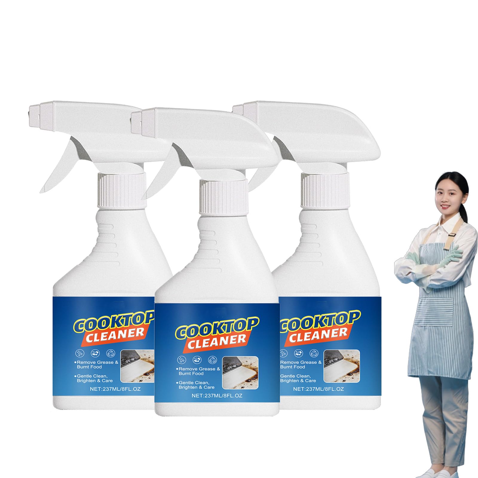 Kitchen Cooktop Cleaner spray do czyszczenia naczyń, środek do czyszczenia płyt kuchennych o dużej wytrzymałości, delikatnie usuwa tłuszcz i przypalone produkty spożywcze, rozwiązanie do czyszczenia