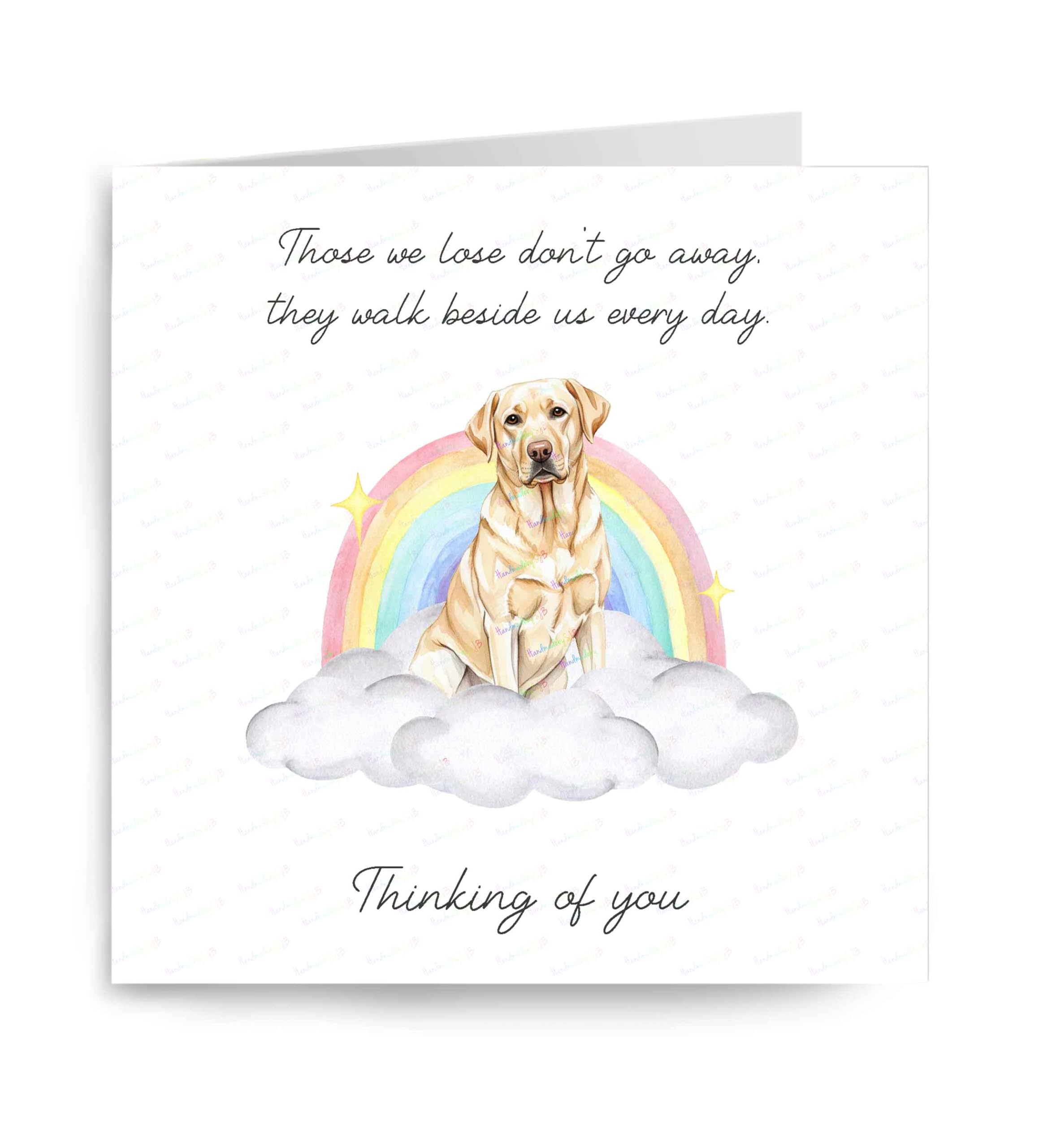 Labrador Retriever (Yellow) Sympathy Card, Sentimental Thinking of You Dog Loss Card, Sorry For Your Loss Card, Rainbow Bridge Dog Loss Card, 6"x6", Blank Inside