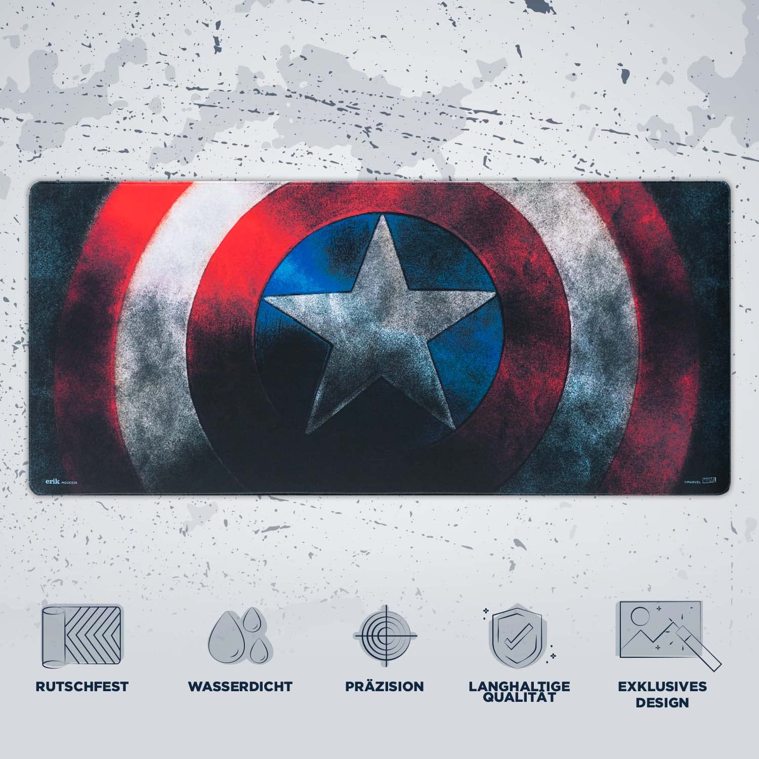 Grupo Erik Gaming Mauspad XXL Marvel Shild Gaming Mousepad XXL rutschfest und Wasserabweisend Mauspad Groß - Mouse Pad Gaming Schreibtischunterlage PC Zubehör Gaming Marvel Merch