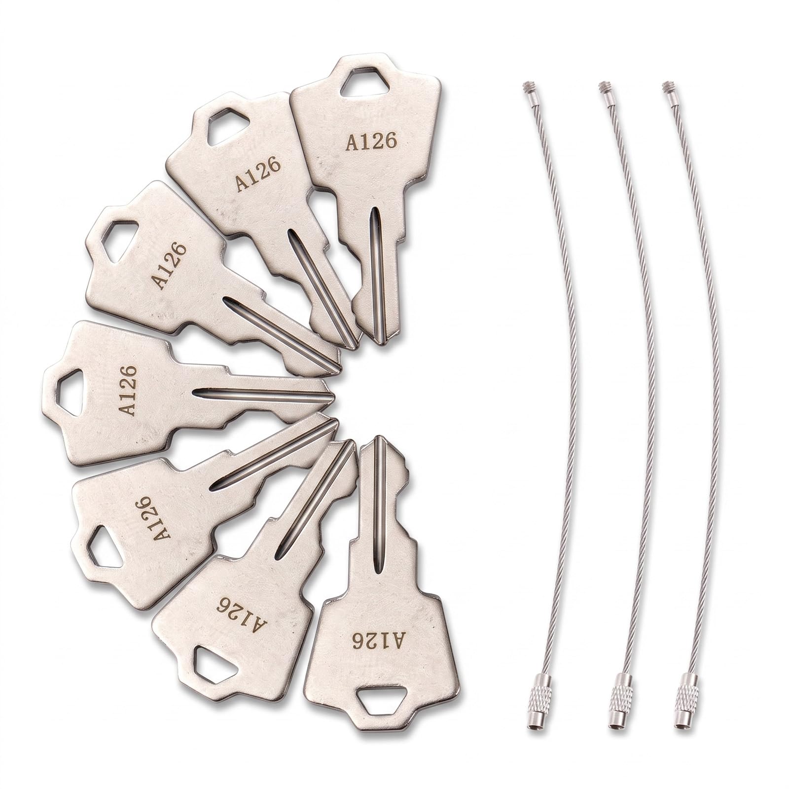 A126 Ignition Keys,9 Pcs Compatible with Universal Heavy Equipment Ignitions Keys AK-11,MDKP,AKR-1 with Keychain