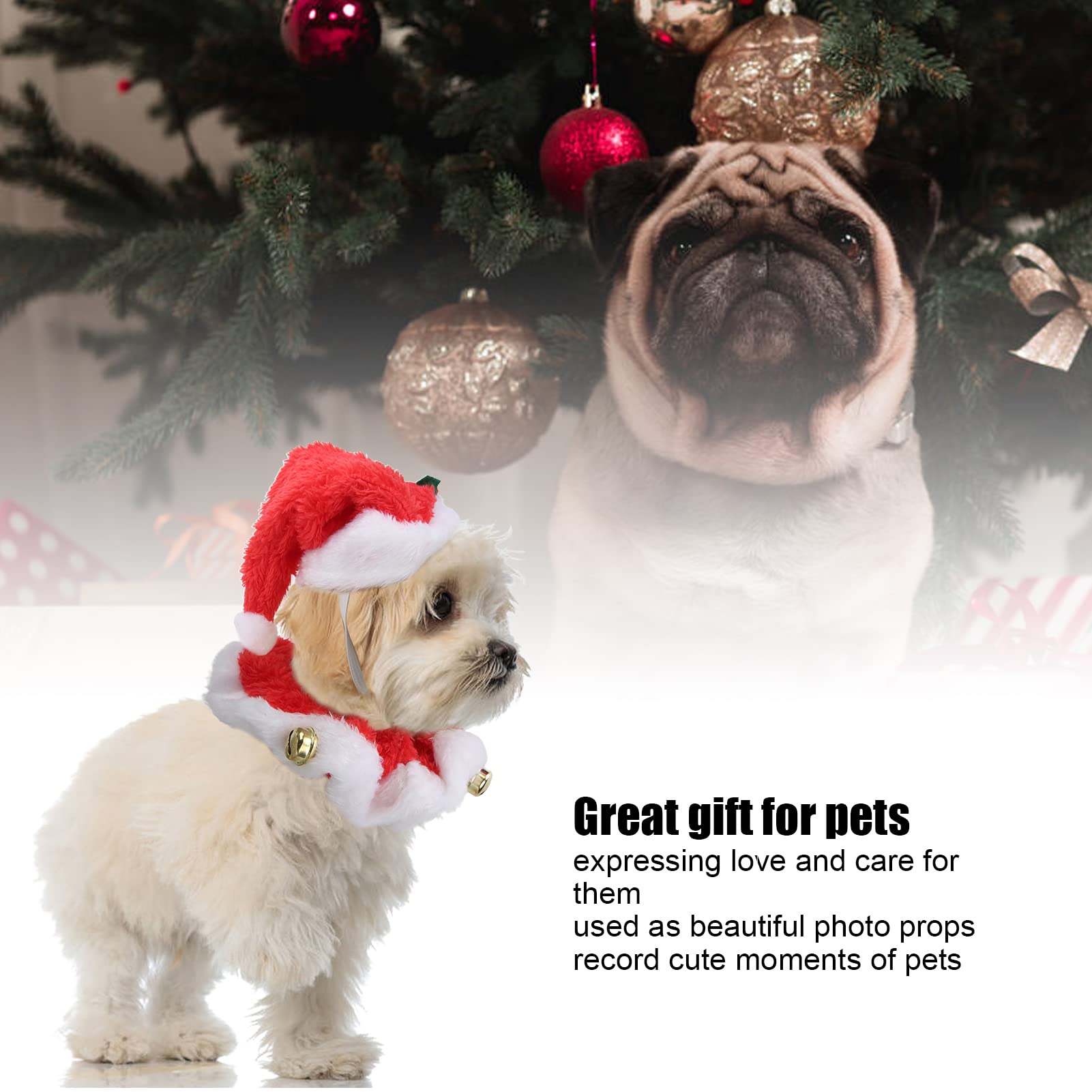 Costume Di Natale Per Cani E Gatti - 4 Pezzi Con Cappellini E Collari, Per Taglie Piccole E Medie, Ideale Per Feste