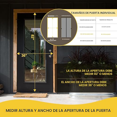Miniatura 2 de Puerta mosquitera magnética apta para puertas de 36 x 82 pulgadas, tamaño de la pantalla 38 x 83 pulgadas, división de malla manos libres, cortina