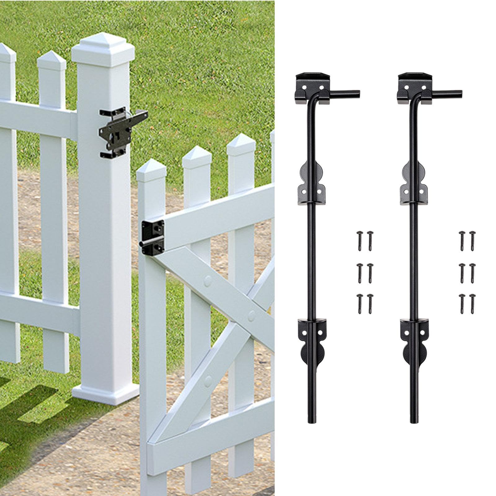 Gralara Pestillo de puerta de acero multifuncional de 46 cm, color negro, para portones, accesorios de suelo, 2 Piezas