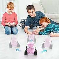 Vista 7 de ALLCELE Robot de juguete para niñas, robot RC recargable para niños, juguete de control remoto con música y ojos LED, regalo para niños a partir