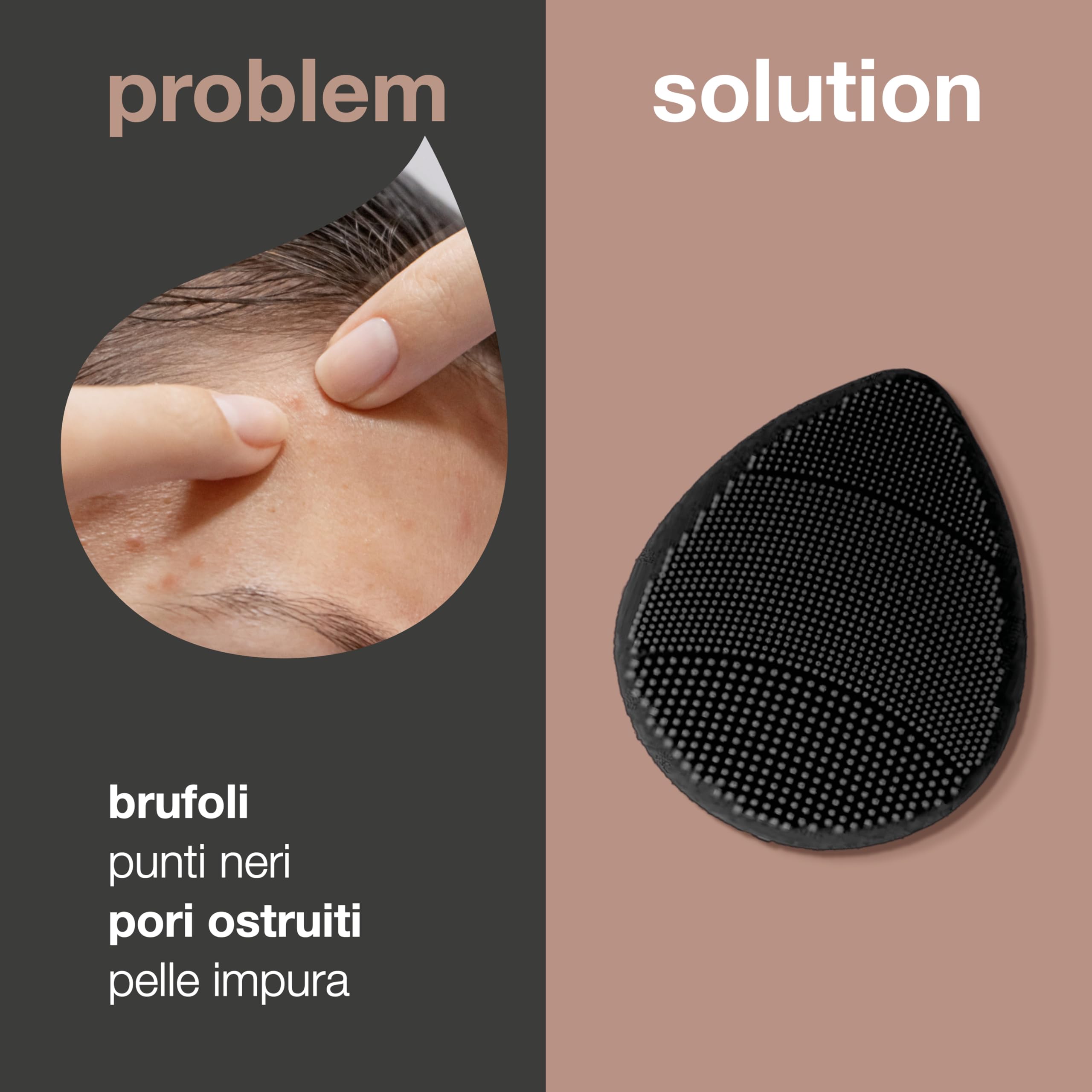 Spazzola in Silicone per Pulizia Viso ed Esfoliazione - Scrubber Quotidiano per Pelle Luminosa e Pulita | Riduce Imperfezioni, Punti Neri, Brufoli | Massaggio Delicato e Pulizia Profonda dei Pori