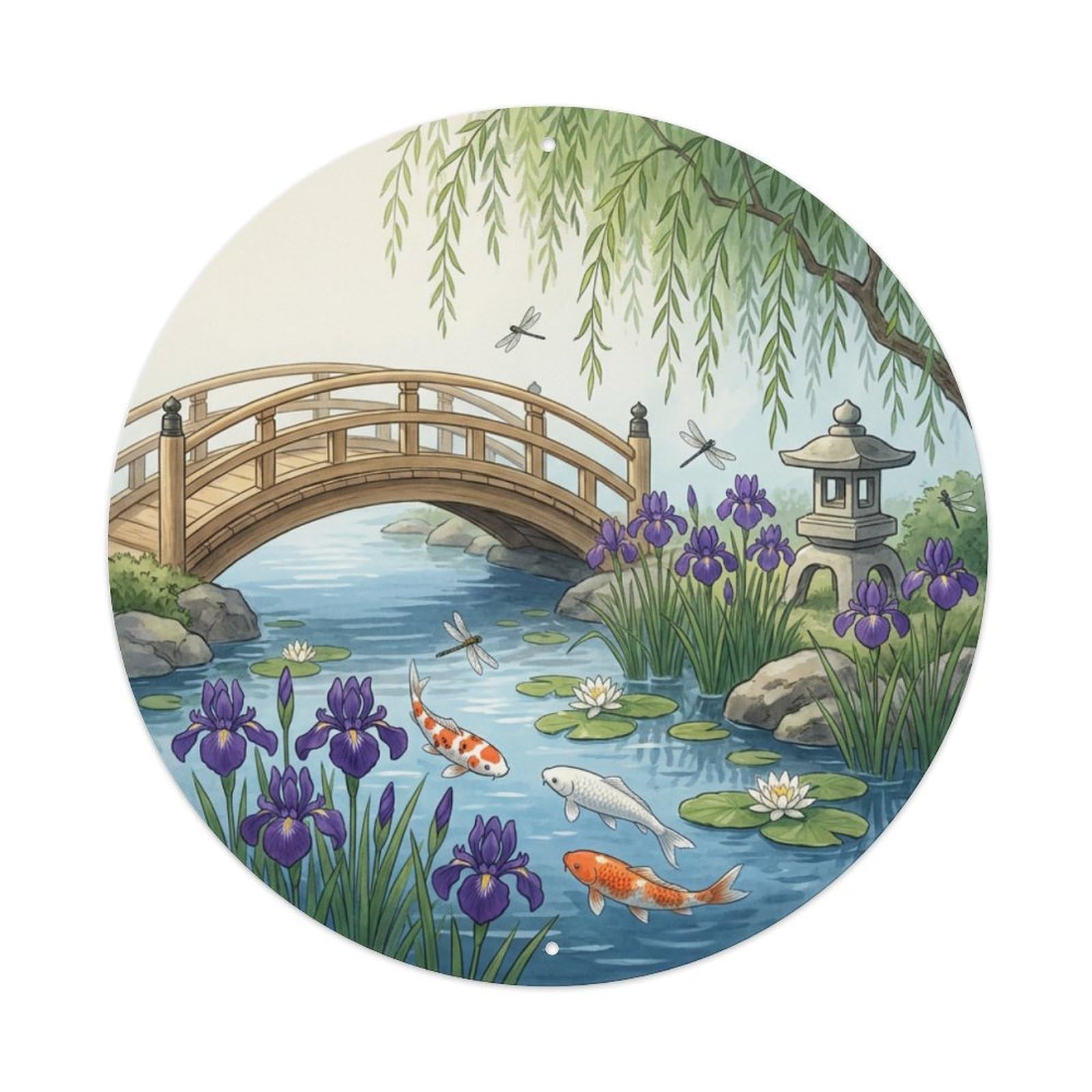 Galvaxio Style Japanese Koi Fish Iris Purple Garden Elegant Metal Tin Sign