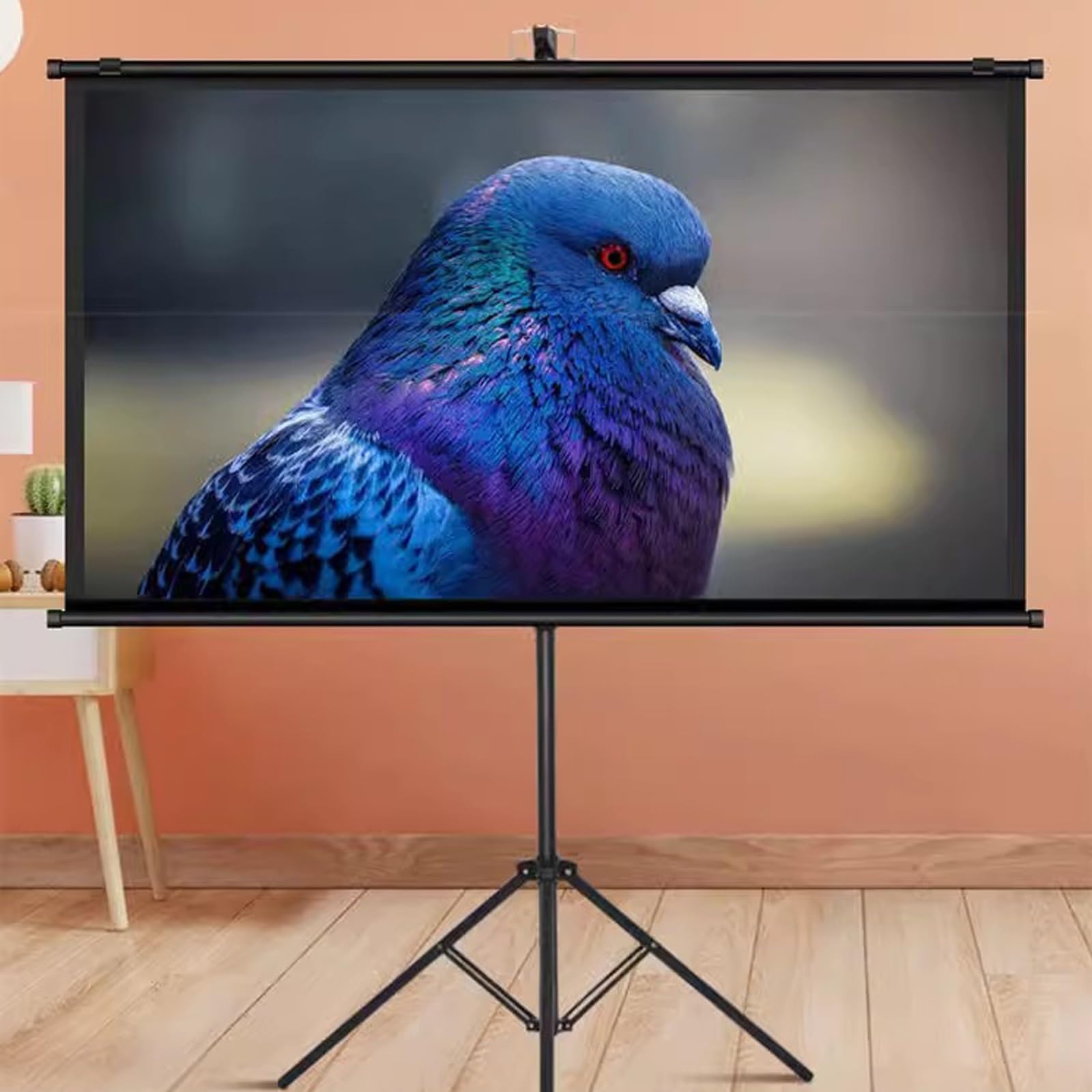 Tripod Screen 60", 72" Schermo Proiettore con Supporto, Treppiede Regolazione Dell'altezza, Telo per Proiettore Portatile per Interni Ed Esterni，per Video Proiettori, 4:3, 16:9(4:3,72")