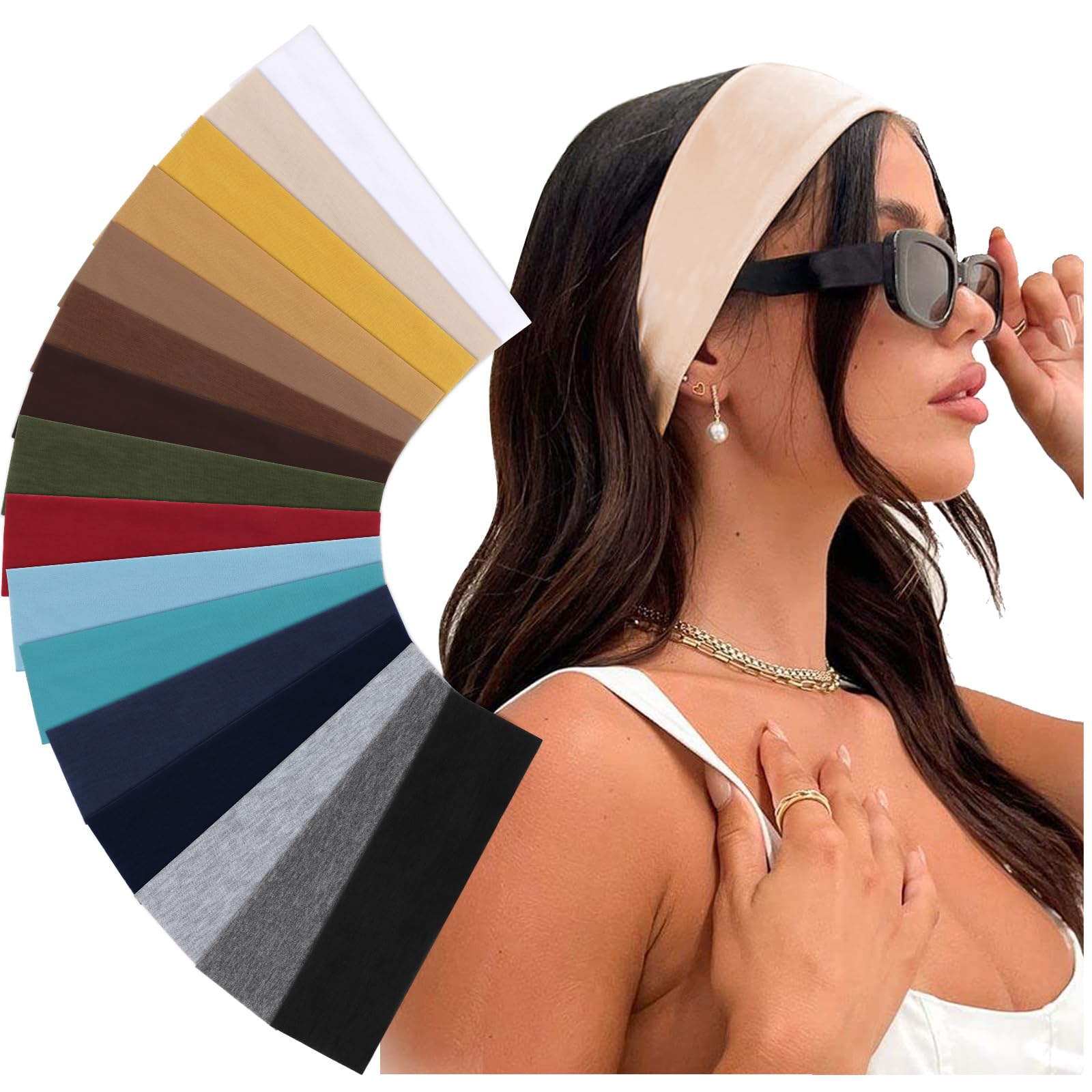 DRESHOW 6cm Wide Headband for Women Men Stretchy Head Band Gym Exercise Yoga Headbands for Women's Hair, Breathable Hair Band for Sweat-Wicking