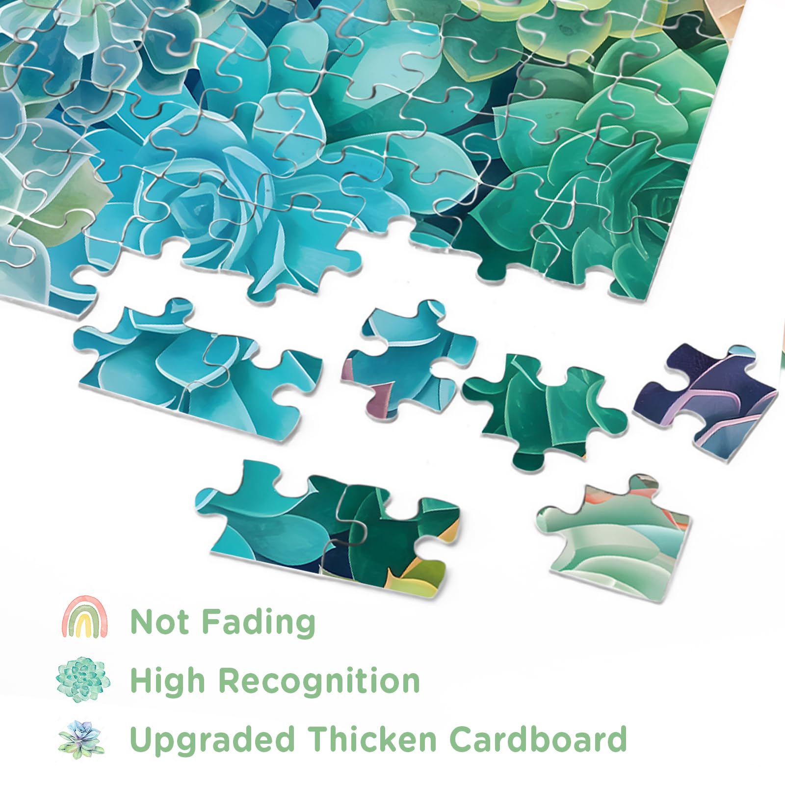 Rainbow Succulent Cactus Puzzle 1000 Piece for Adults, Colorful Gradient Plant Jigsaw Puzzles for Women, Aesthetic Pretty Beautiful Flower Garden Spring Puzzles - Image 4
