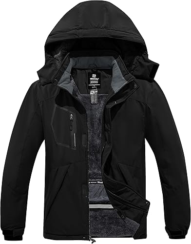 wantdo Chaqueta de esquí impermeable para hombre, para snowboard, abrigo cálido para invierno, nieve, cortavientos, montaña, desmontable, con