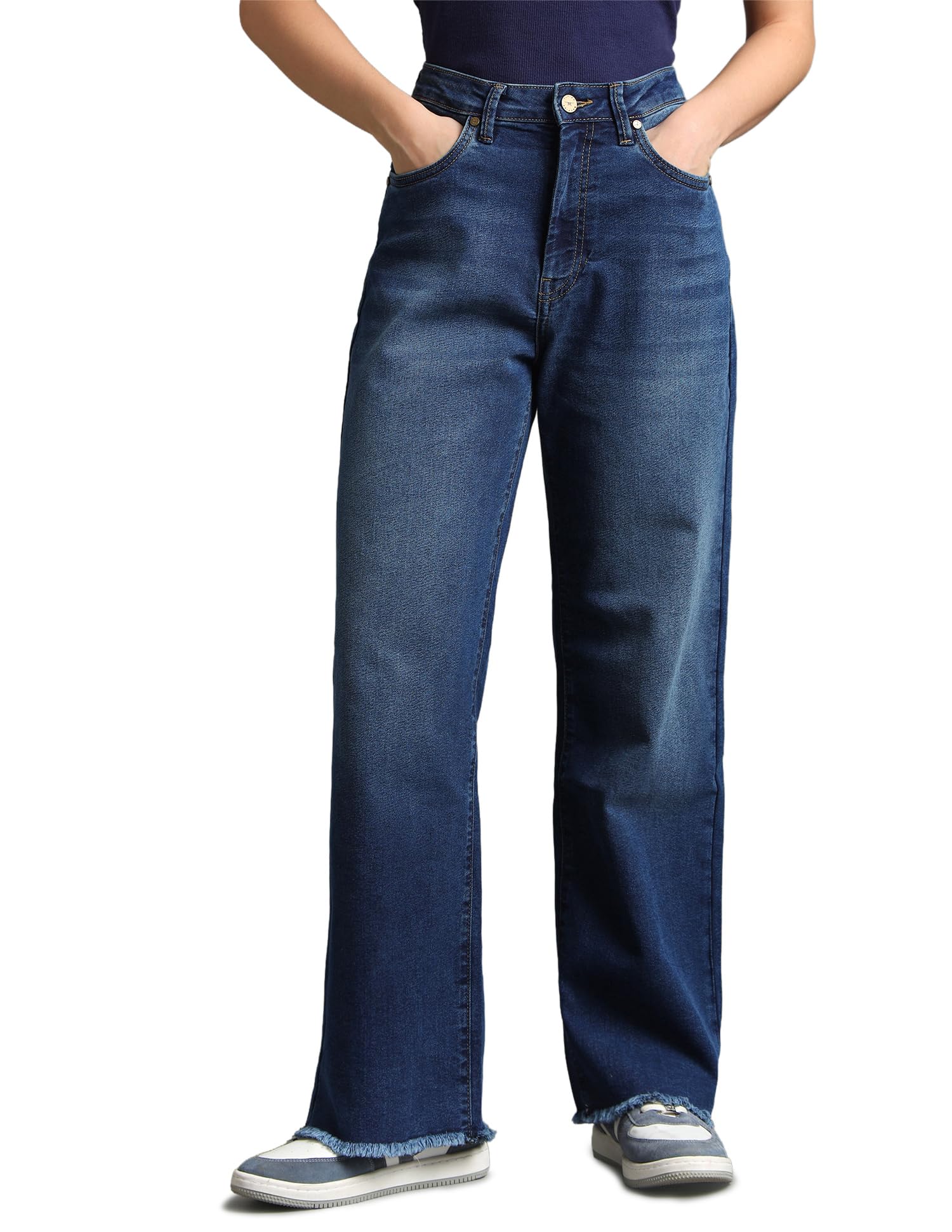 flying machine Women's Straight Fit Jeans| Solid | High Rise | Stretchable | Jeans for Woman-picture-19