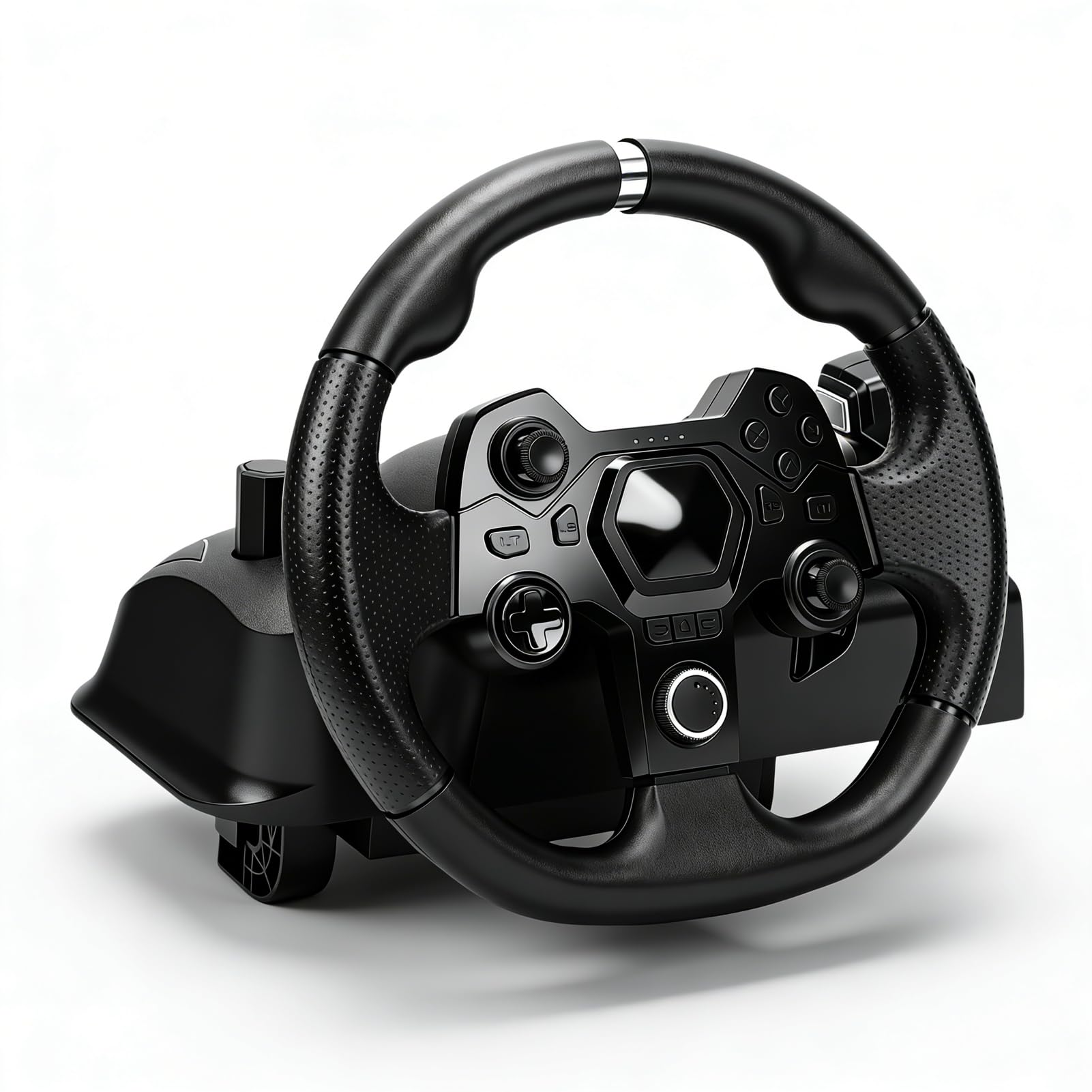 Dpofirs Volante da Gioco, Volante da Corsa Driving Force da 11 Pollici con Rotazione di 270 Gradi e sensibilità Regolabile, con Pedali Programmabili, per PC