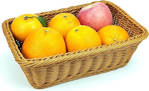 Miniatura 2 de Cesta de pan de mimbre de 12 pulgadas, comida tejida de mesa, frutas y verduras, cesta para servir restaurante (12 x 8 x 4 pulgadas)