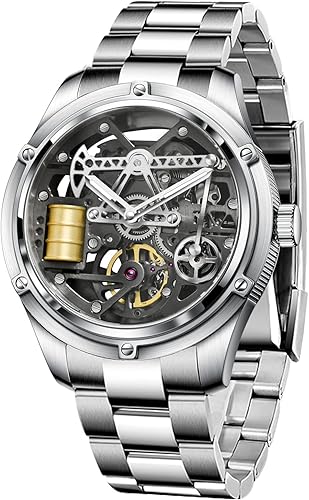 Relojes automáticos para hombre, diseño propio y modificado 8215, movimiento de pozo de petróleo, diseño de excavación de pozos de petróleo, 164.0