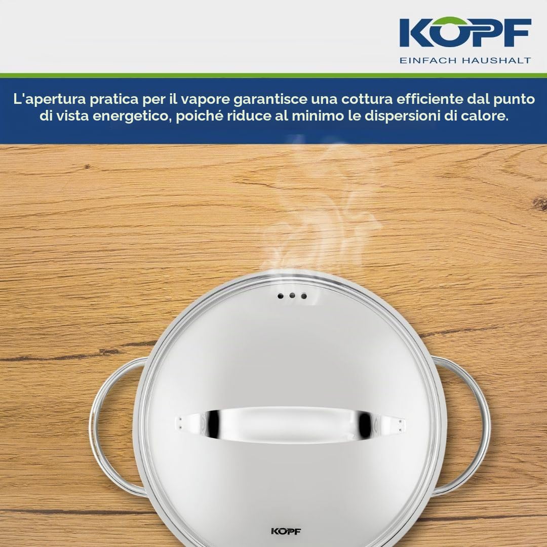Kopf Set di pentole, Acciaio Inossidabile, Argento, 24 cm, 10 unità