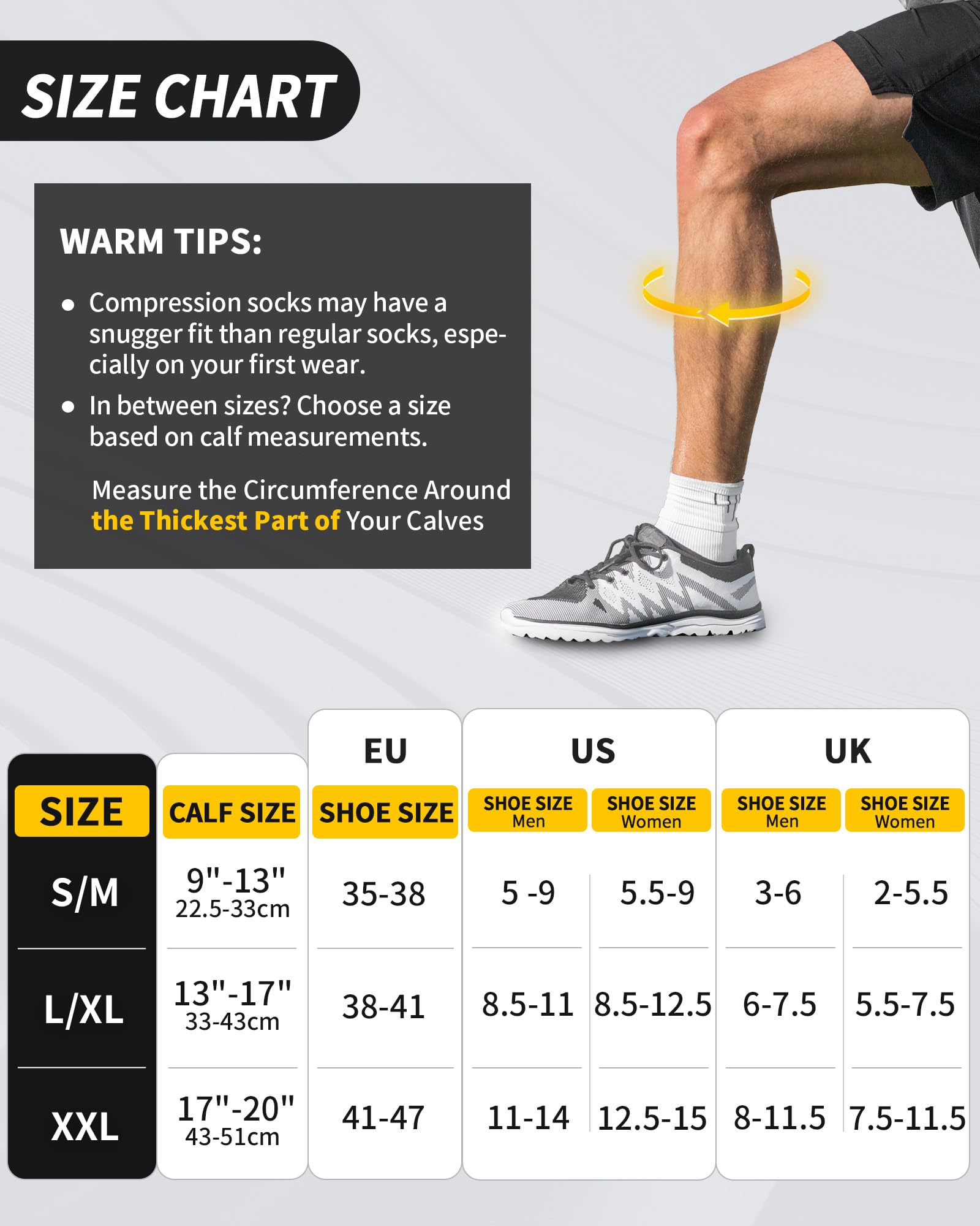 CAMBIVO Bas de Contention Femme Homme 3Paires, Chaussettes de Compression 20-30mmHg, Chaussette Contention Classe 2, pour Circulation Sanguine, Course a Pied, Voyage Avion, Sport, Running, Infirmiere