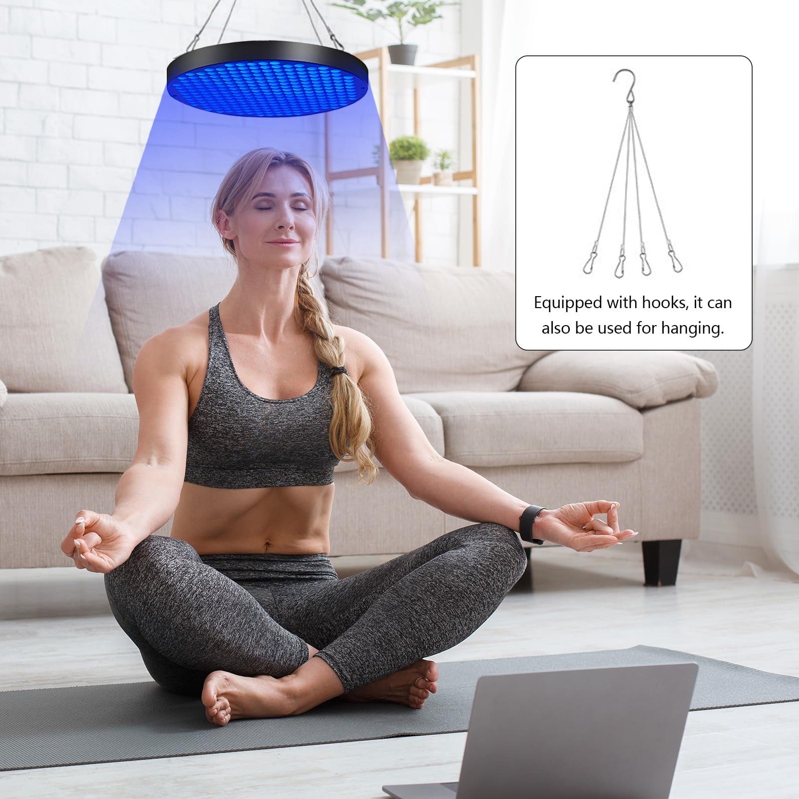 Bräunungslicht Solarium, Solarium für Zuhause 50W Tischplatte 460NM Bräunungslampe mit 250 Leds Blaues Licht Gesichtsbräunungslampe 360° Verstellbare Gesichtssolarium mit Zeitschaltuhr