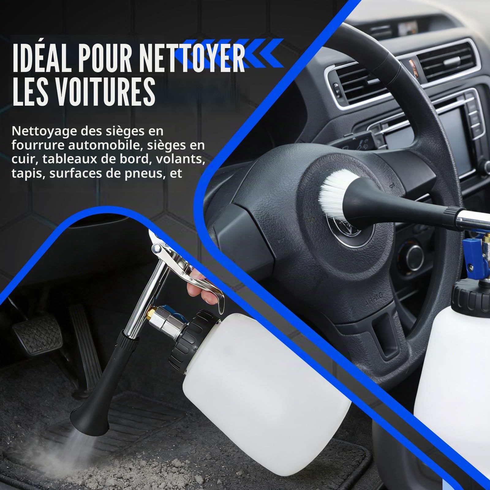 Pistolet Nettoyage Voiture, Pistolet de Nettoyage Haute Pression, Pistolet de Nettoyage Set avec Brosse pour Auto et Moto Entretien Voiture