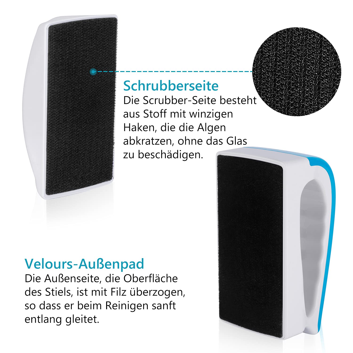 magnetisch Aquarium scheibenreiniger, Schwimmender Scheiben-Reinigungs Magnet für Aquarienscheiben [ kratzfrei und rutschfest ]