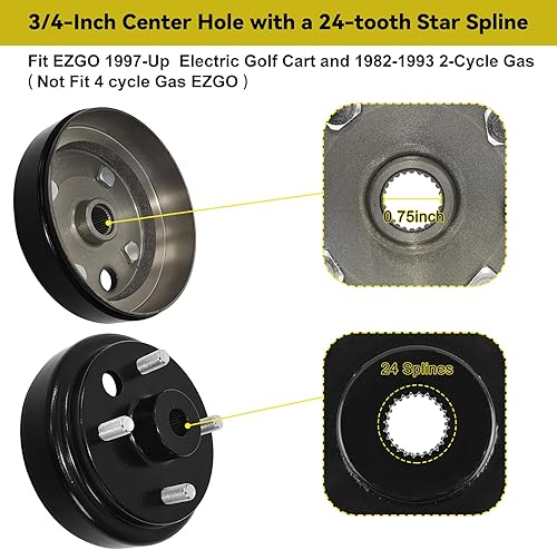 Miniatura 3 de EZGO Kit de mantenimiento de tambor de freno para 1997-2008 EZGO TXT eléctrico con carrito de golf, tambores de cubo de freno y zapatas de freno y