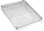 Homikit Cookie Sheet with Rack (2 Small Baking Sheets+2 Grill Racks), 10 x 8 Inch Stainless Steel Cookie Sheets with Wire Cooling Rack, Nonstick Metal Toaster Oven Bacon Tray, Dishwasher Safe