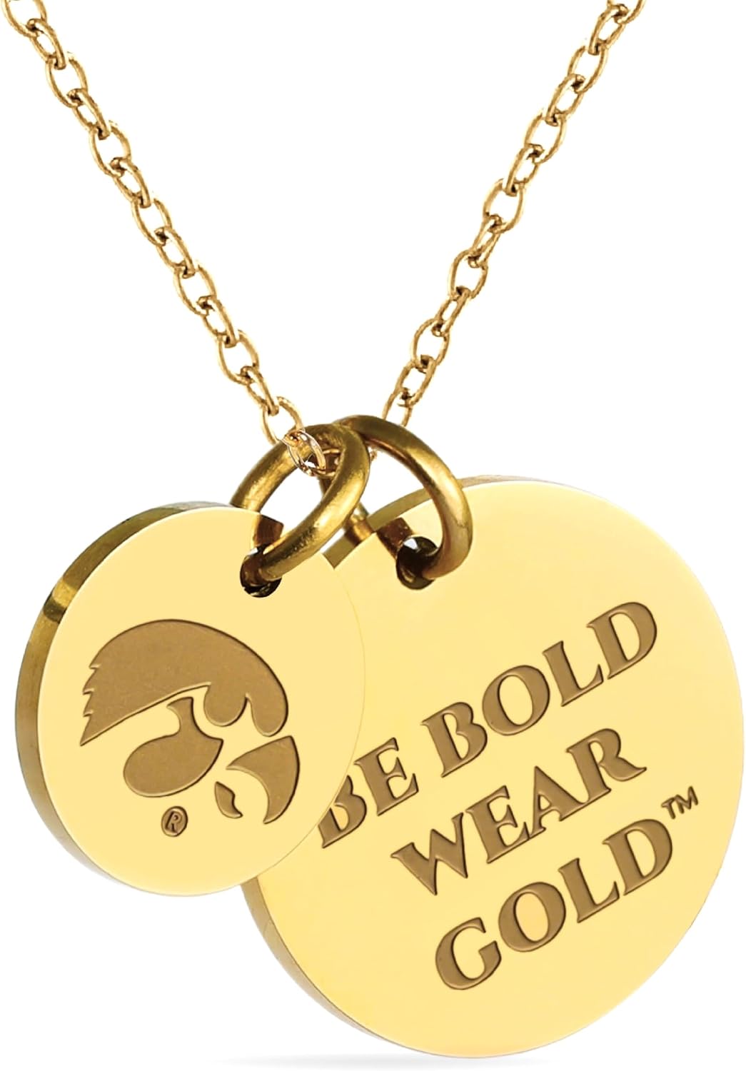 Stone Armory Necklace for Iowa Hawkeyes - 18K Gold-Plated Stainless Steel Jewelry Designed for Sensitive Skin - Adjustable 16-20in Chain, Gift for University of Iowa Fans