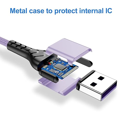 Miniatura 3 de Durcord Cargador de iPhone, certificado Apple MFi Paquete de 3 cables USB A de 10 pies para cable de carga Lightning largo, cable de carga rápida de