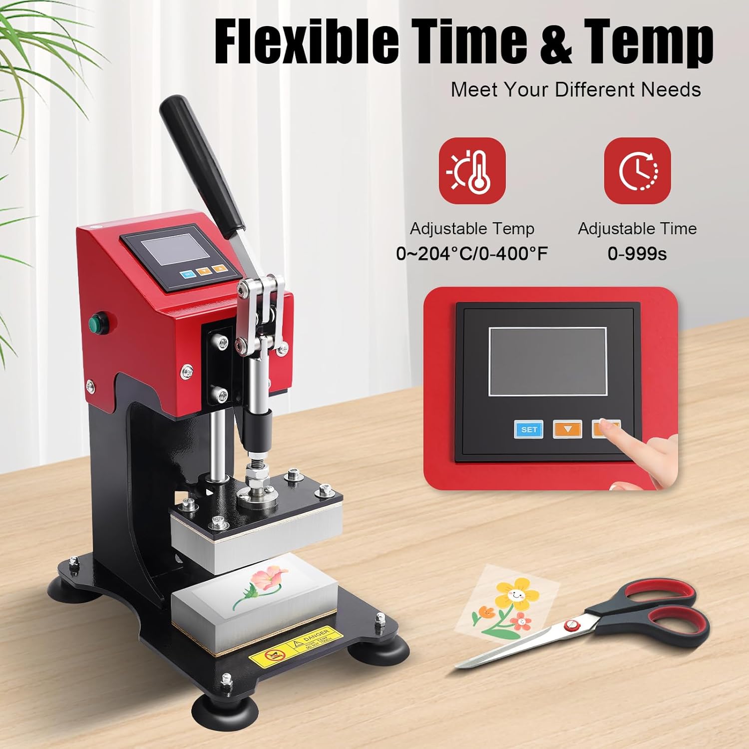 Heat Press Machine, Mini Manual Heat Presser Portable Double Heat Press Machine 2.4 * 4.7in Heated Plates 900W LCD Controller Transfer Sublimation Print