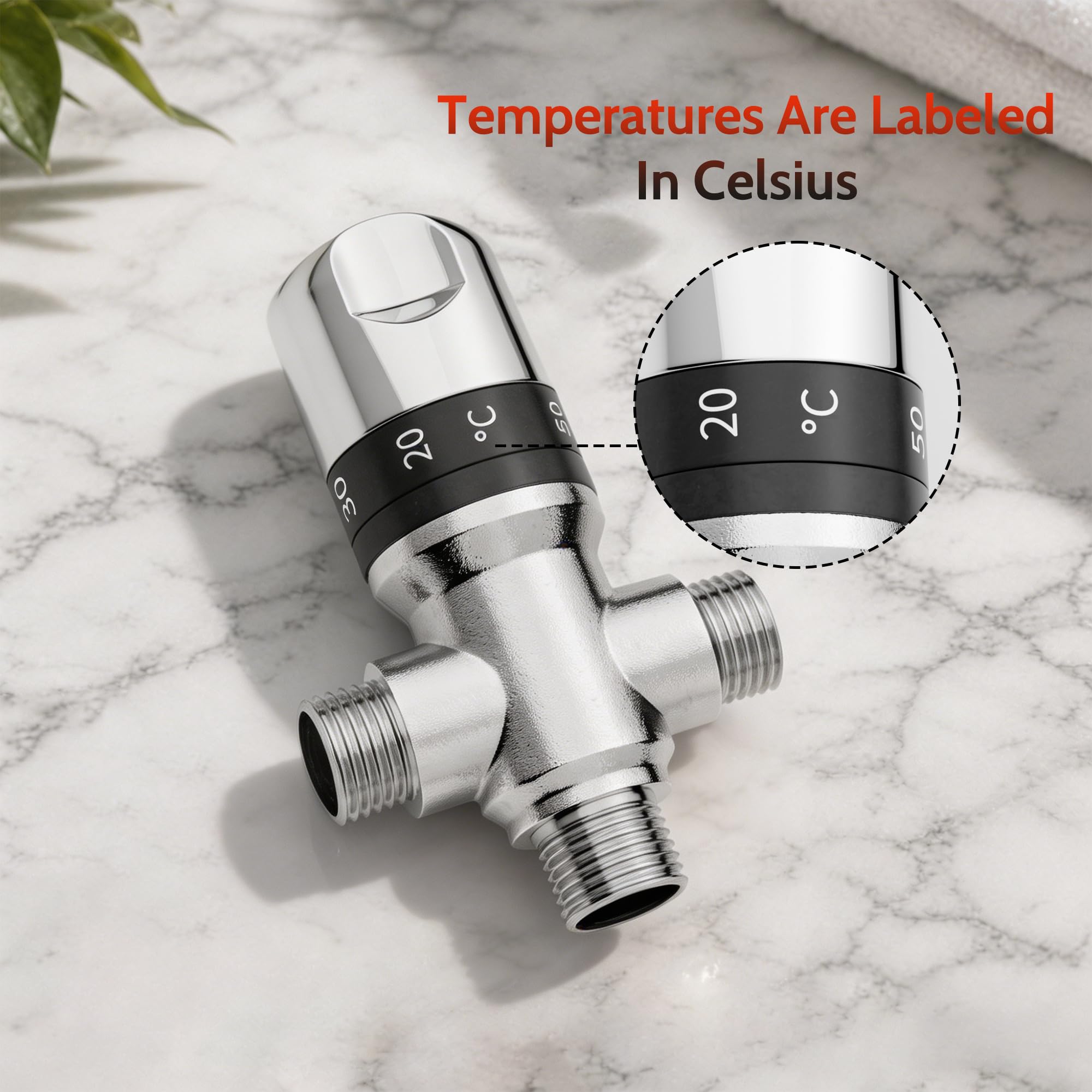 MORADO Válvula mezcladora termostática para sistema de ducha, válvula de control de temperatura del agua con conexiones BSP de 15 mm, latón sólido, cromo