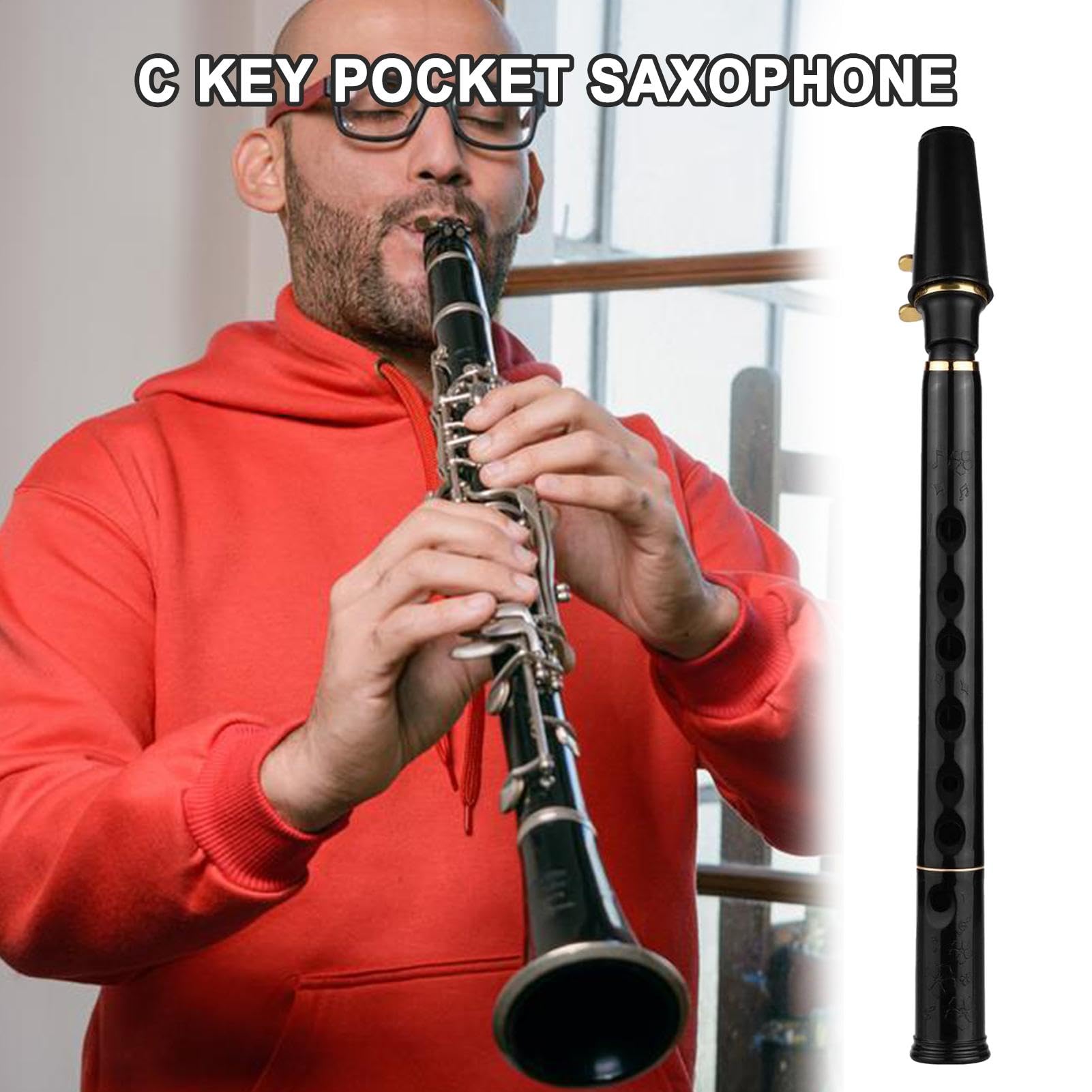 Saxo de viaje, saxofón de viaje Saxo de práctica clave de 8 hoyos C | Herramienta de práctica compacta para principiantes, instrumentos de viento de madera fácil de tocar, incluye cañas y bolsas