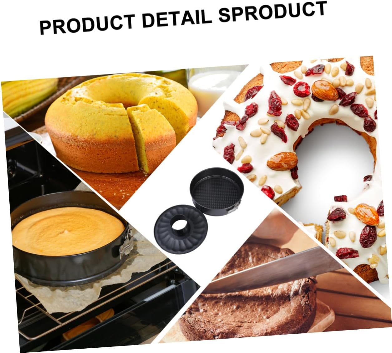 Carbon Steel round Cake Pan 24cm Chimney Design Baking Mold Nonstick Bakeware for Home Kitchen Baking