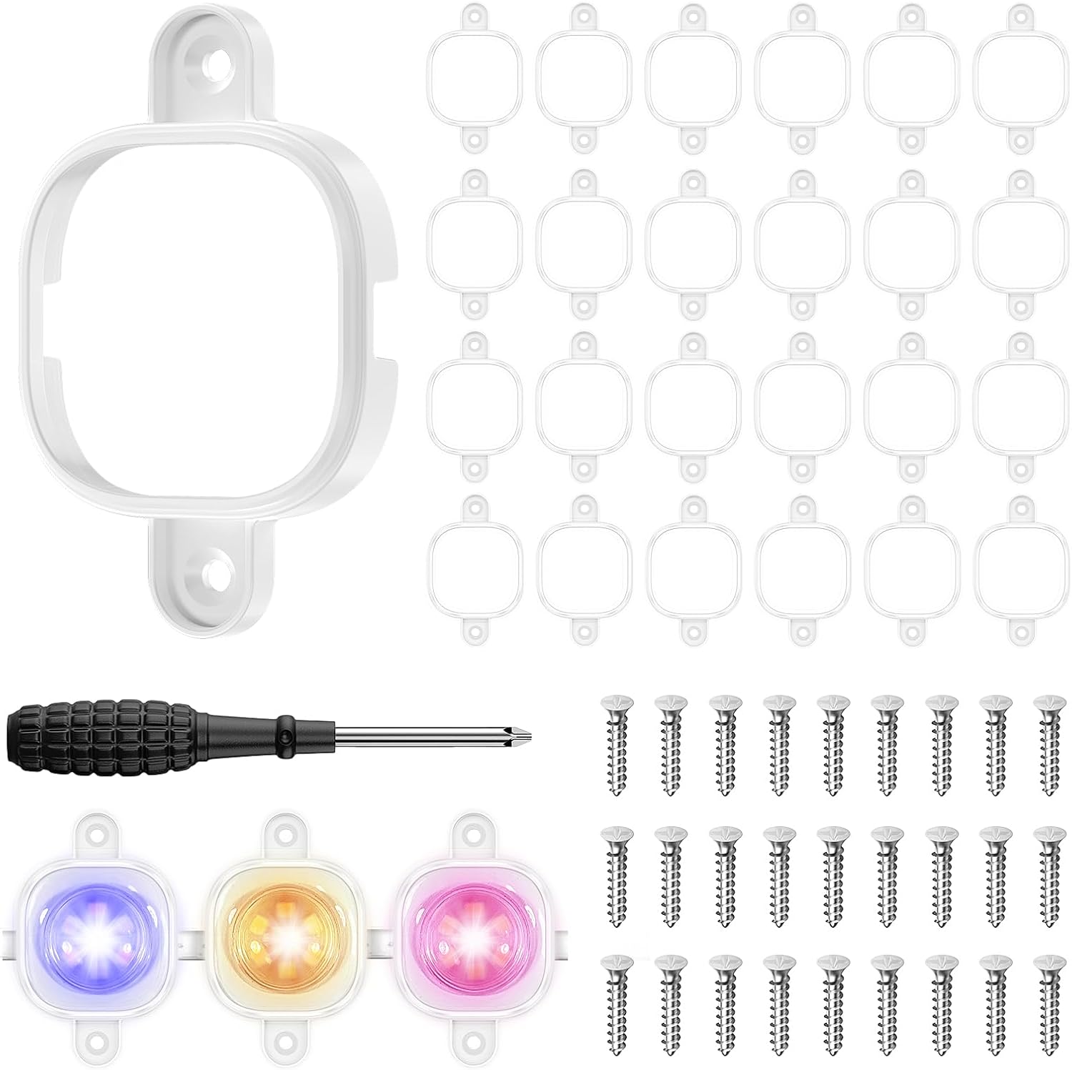 120 Set Fixed Light Clips for Govee H706 Outdoor Lights, Mounting Brackets with Screws for Govee H706 String Lights, Comes with 248 Screws & Screwdriver(120,White)